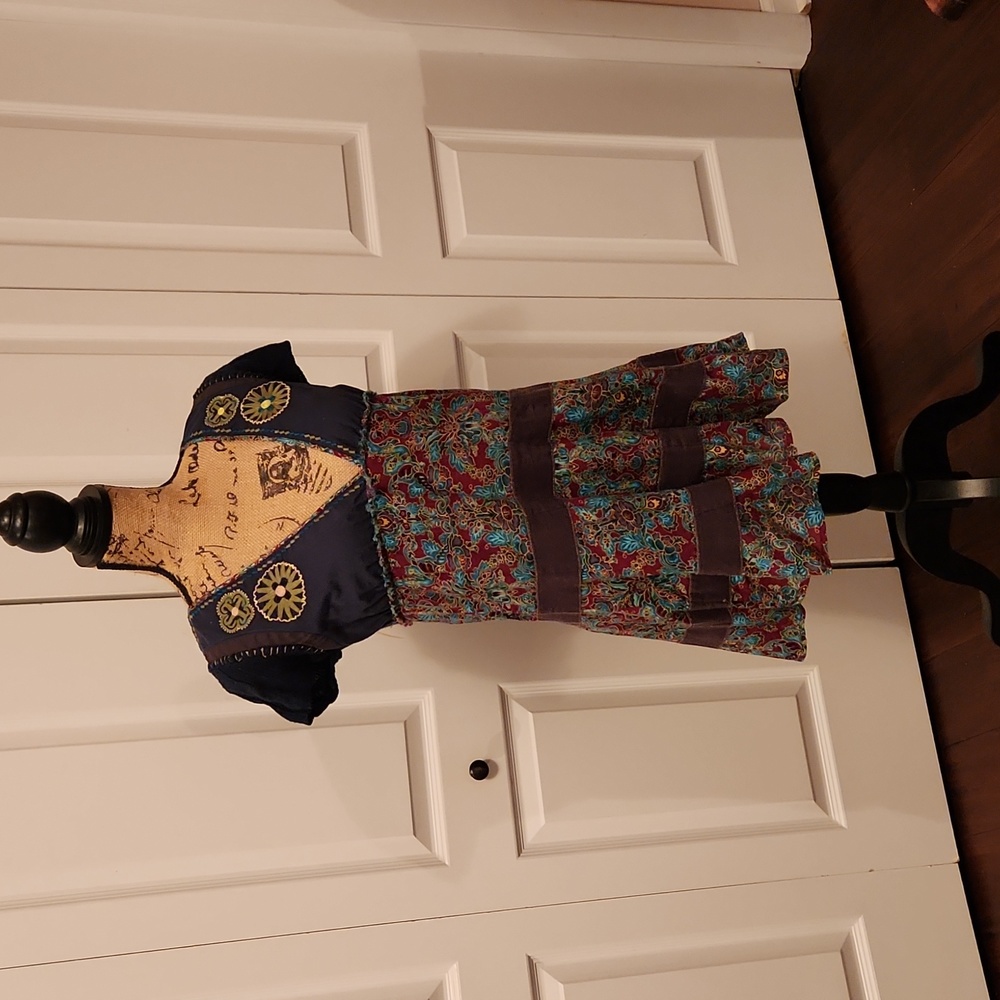 Free People dress size 4, patchwork, decorative stitching, festival, boho.